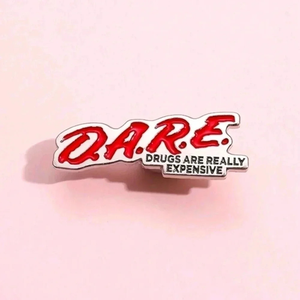 DARE enamel pin brooch charm purse bag decor satchel funny women's mens expensiv